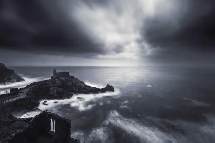 Framed Print : The small church of Portovenere during a storm, Gulf of Poets, Cinque Terre, Liguria Framed Print : The small church of Portovenere during a storm, Gulf of Poets, Cinque Terre, Liguria