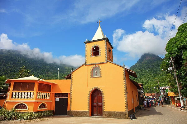 The small church of Vila do Abraao, Ilha Grande, Angra dos Reis, Rio de Janeiro, Brazil