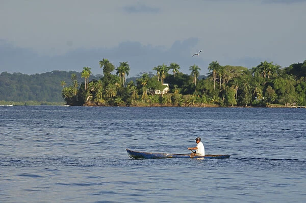 Small fishing boat on the Caribbean Sea at Bocas del Toro, Panama, Central America