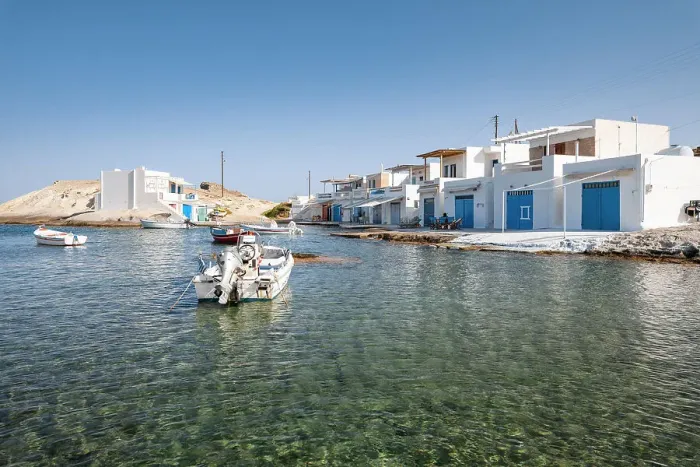 Framed Print : The small fishing village of Agios Konstantinos and its typical Syrmata, Plaka, Milos Island, Cyclades Islands, Greece Framed Print : The small fishing village of Agios Konstantinos and its typical Syrmata, Plaka, Milos Island, Cyclades Islands, Greece
