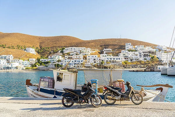 Small harbour in Chora, Astypalaia, Dodecanese, Greek Islands, Greece