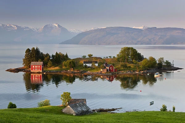 Small island in Hardangerfjorden nr Bergen, Western Fjords, Norway