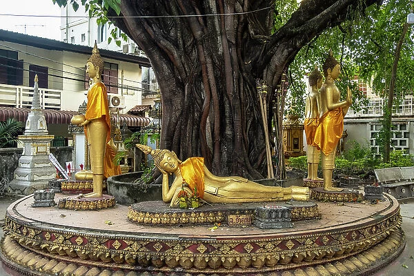 Small reclining buddha statue, Wat Haysoke, Vientiane (capital city), Laos