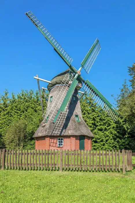 Framed Print : Small mill in the village of Schortens, Oldenburger Land, Lower Saxony, Germany Framed Print : Small mill in the village of Schortens, Oldenburger Land, Lower Saxony, Germany