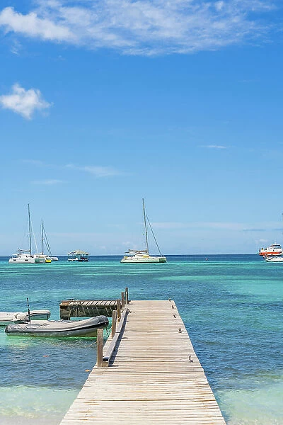 Small wooden jetty, Bequia Island, Grenadine Islands, Saint Vincent and the Grenadines, Caribbean