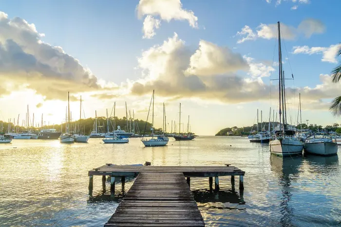 Framed Print : Small wooden jetty, Port Louis Marina, St Georges, Grenada, Caribbean Framed Print : Small wooden jetty, Port Louis Marina, St Georges, Grenada, Caribbean