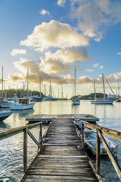 Small wooden jetty, Port Louis Marina, St Georges, Grenada, Caribbean