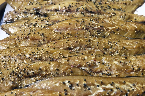 Smoked mackerels, Eckernfoerde, Schleswig-Holstein, Germany