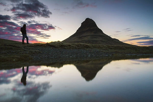 Snaefellsness peninsula, Iceland. Midnight sun at the Kirkjufell mountain
