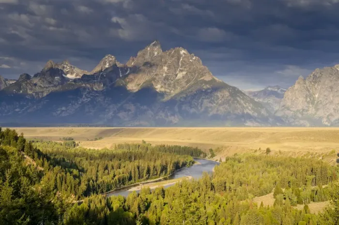Framed Print : Snake River Overlook and Teton Mountain Range, Grand Teton National Park, Wyoming, USA
