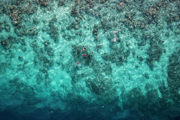 Snorkeling in Gili Trawangan, Lombok, Indonesia. Directly above