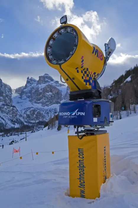 Framed Print : Snow Cannon on the slopes of Colfosco village in the Sella Ronda ski area, Val Gardena Framed Print : Snow Cannon on the slopes of Colfosco village in the Sella Ronda ski area, Val Gardena