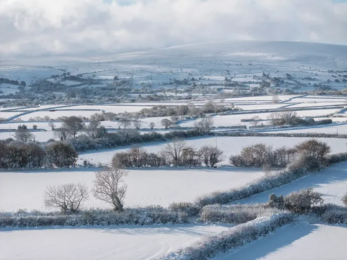 Framed Print : Snow covered countryside in Dartmoor National Park, Devon, England. Winter (November) 2024 Framed Print : Snow covered countryside in Dartmoor National Park, Devon, England. Winter (November) 2024