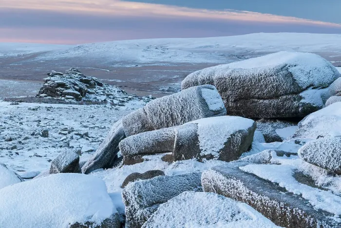 Framed Print : Snow covered granite outcrops at Belstone Tor in Dartmoor National Park, Devon, England. Winter (December) 2022 Framed Print : Snow covered granite outcrops at Belstone Tor in Dartmoor National Park, Devon, England. Winter (December) 2022