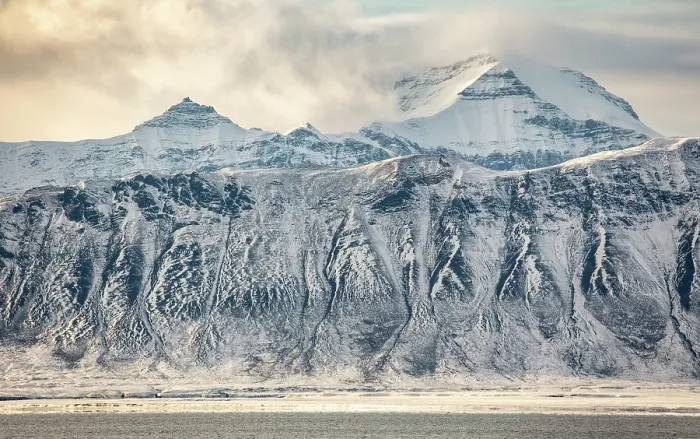 Framed Print : Snow-covered mountains, Svalbard, Norway Framed Print : Snow-covered mountains, Svalbard, Norway