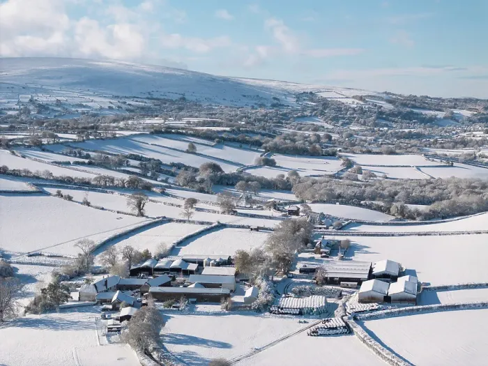 Framed Print : Snow covered rural farm in Dartmoor National Park, Devon, England. Autumn (November) 2024 Framed Print : Snow covered rural farm in Dartmoor National Park, Devon, England. Autumn (November) 2024
