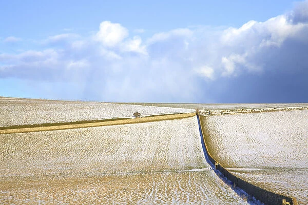 Snow Covered South Downs Farm Land, East Dean, East Sussex, United Kingdom
