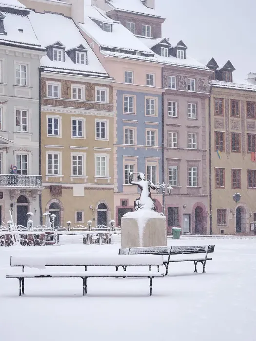 Framed Print : Snow covered Syrenka, Warsaw Mermaid, Old Town Main Market Square, winter, Warsaw, Masovian Voivodeship, Poland Framed Print : Snow covered Syrenka, Warsaw Mermaid, Old Town Main Market Square, winter, Warsaw, Masovian Voivodeship, Poland
