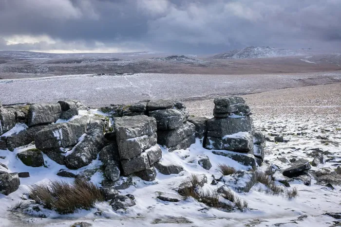 Framed Print : Snow on the moorland and granite outcrops at Rowtor in Dartmoor National Park, Devon, England. Winter (March) 2024 Framed Print : Snow on the moorland and granite outcrops at Rowtor in Dartmoor National Park, Devon, England. Winter (March) 2024