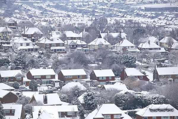 Snow in Suburbia, East Sussex, England, UK, Europe