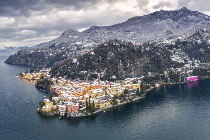 Framed Print : Snow above Varenna on Como lake, Lecco province, Lombardy, Italy Framed Print : Snow above Varenna on Como lake, Lecco province, Lombardy, Italy