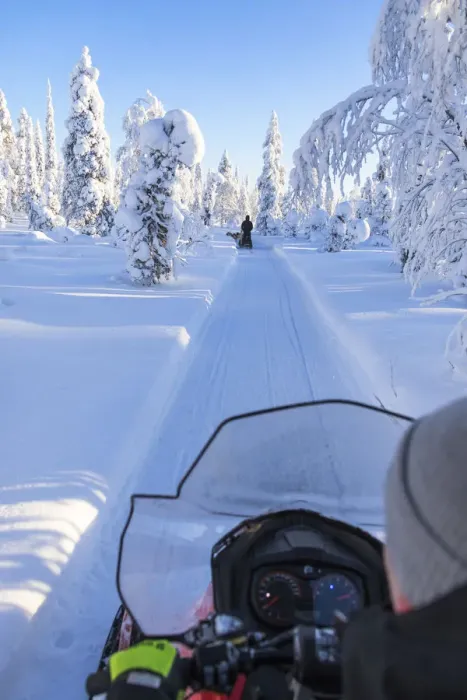 Framed Print : Snowmobile in the snowy woods, Kuusamo, Northern Ostrobothnia region, Lapland, Finland Framed Print : Snowmobile in the snowy woods, Kuusamo, Northern Ostrobothnia region, Lapland, Finland