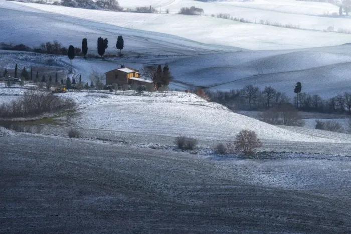 Framed Print : Snowy countryside view with the first sunlight right after the Burian blizzard passed by Framed Print : Snowy countryside view with the first sunlight right after the Burian blizzard passed by