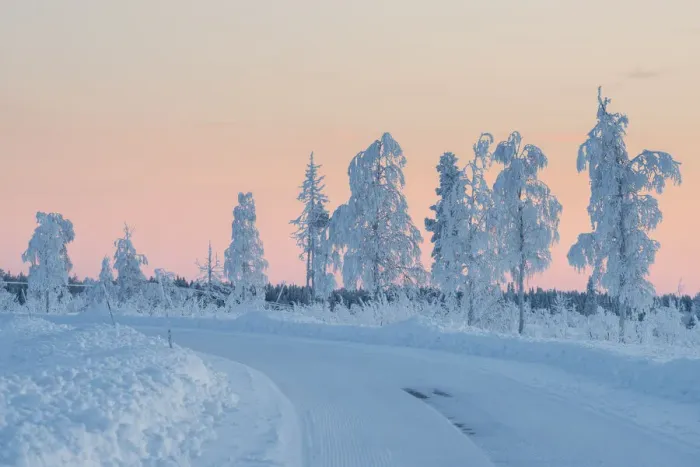 Framed Print : Snowy road during sunset, Kiruna, Norrbotten County, Lapland, Sweden, Europe Framed Print : Snowy road during sunset, Kiruna, Norrbotten County, Lapland, Sweden, Europe