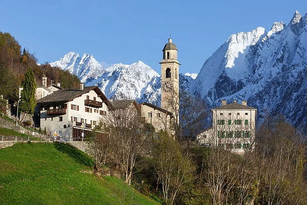Soglio Village in Val Bregaglia, Graubunden, Switzerland, Western Europe