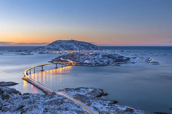 Sommaroy Island at dusk, Tromso, Halogaland district, Troms county, Northern Norway