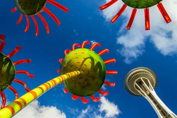 Framed Print : The Sonic Bloom solar-powered art installation with Space Needle behind, Pacific Science Framed Print : The Sonic Bloom solar-powered art installation with Space Needle behind, Pacific Science