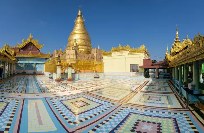 Framed Print : Soon U Pon Nya Shin Paya against sky on sunny day, Sagaing Hill, Sagaing, Sagaing Region