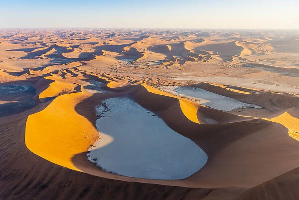 Sossusvlei, Namib-Naukluft National Park, Namibia, Africa. Aerial view of the Deadvley