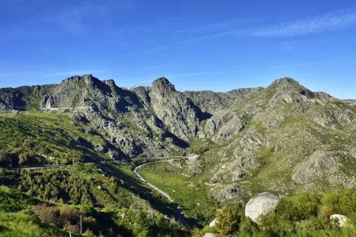 Framed Print : The source of the Zezere river. Covao da Ametade and the three peaks from where flows Framed Print : The source of the Zezere river. Covao da Ametade and the three peaks from where flows