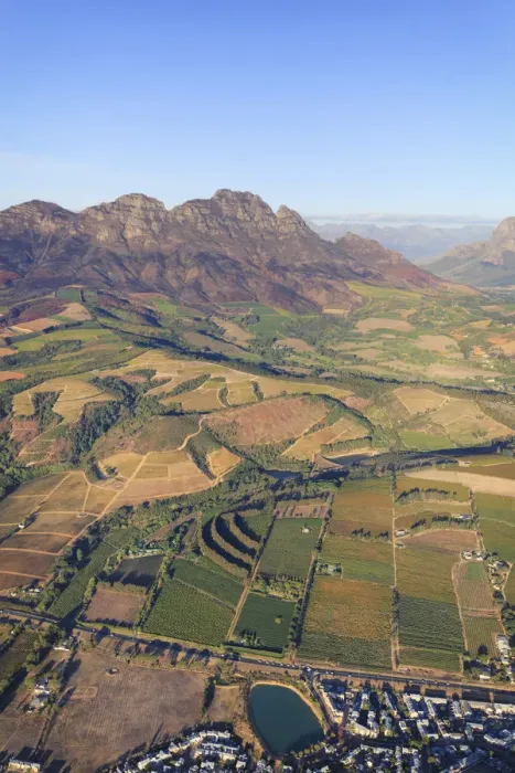 Framed Print : South Africa, Western Cape, Stellenbosch, Aerial view of Simonsberg Mountain range Framed Print : South Africa, Western Cape, Stellenbosch, Aerial view of Simonsberg Mountain range