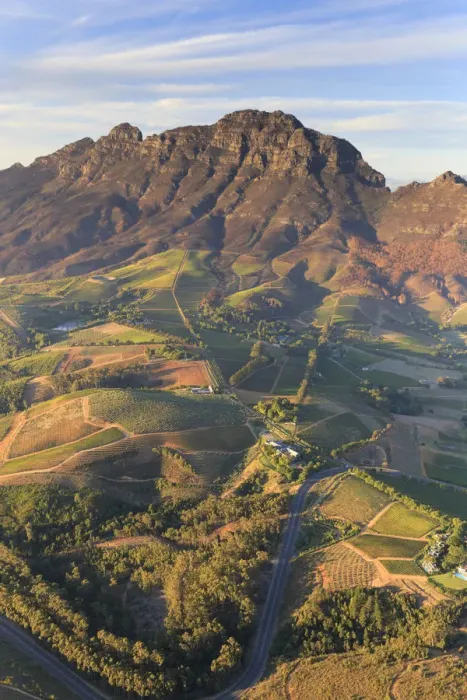 Framed Print : South Africa, Western Cape, Stellenbosch, Aerial view of Simonsberg Mountain range Framed Print : South Africa, Western Cape, Stellenbosch, Aerial view of Simonsberg Mountain range