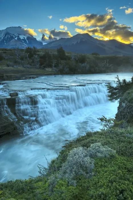 Framed Print : South America, Andes, Patagonia, Torres del Paine National Park, Paine river falls