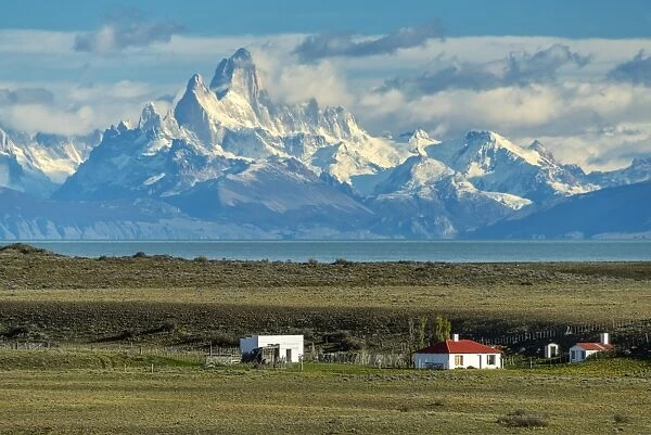 South America, Argentina, Patagonia, Estancia and Mount Fitz Roy