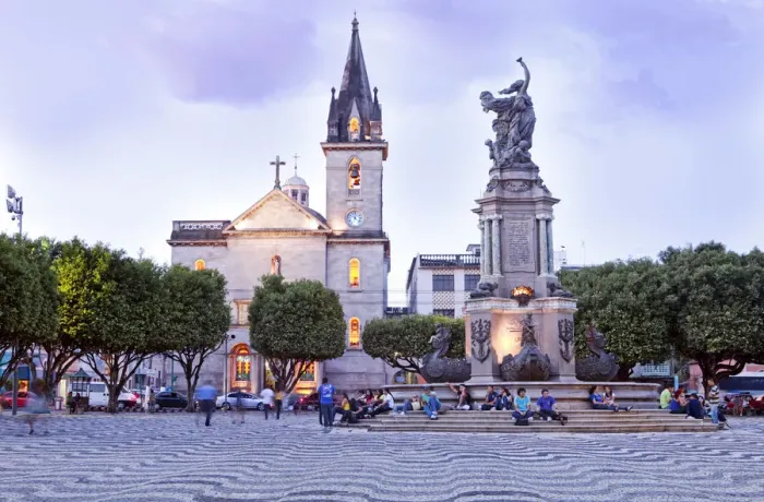 Framed Print : South America, Brazil, Amazonas state, Manaus, Sao Sebastiao square showing the Portuguese Framed Print : South America, Brazil, Amazonas state, Manaus, Sao Sebastiao square showing the Portuguese
