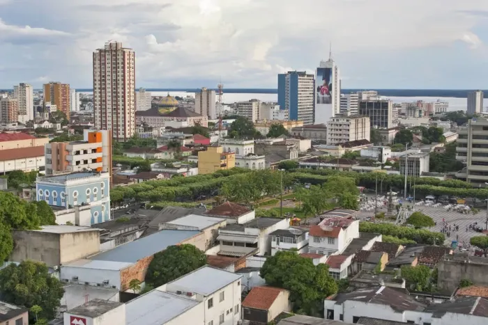 Framed Print : South America, Brazil, Amazonas state, Manaus, view of the city centre of Manaus showing Framed Print : South America, Brazil, Amazonas state, Manaus, view of the city centre of Manaus showing