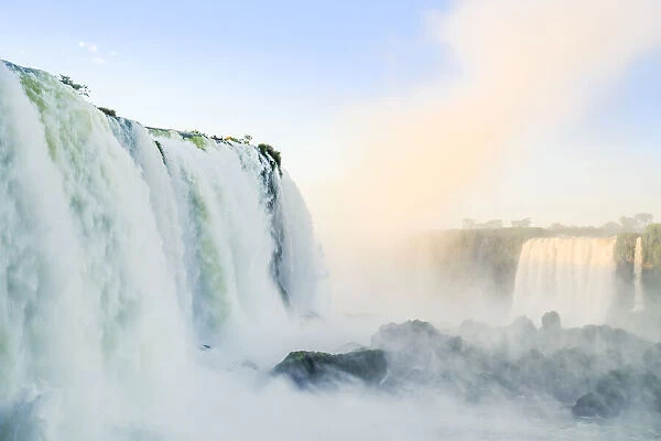 South America, Brazil  /  Argentina, Parana, Iguacu. The Devils Throat at the Iguazu Falls