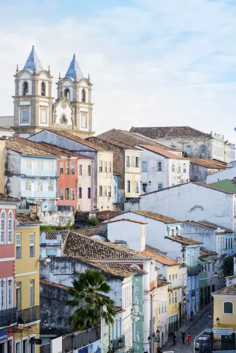 Framed Print : South America, Brazil, Bahia, Salvador, Historic city centre from the Pelourinho showing Framed Print : South America, Brazil, Bahia, Salvador, Historic city centre from the Pelourinho showing