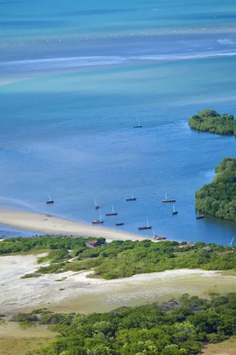 Framed Print : South America, Brazil, Ceara, Aerial shot of fishing boats in a mangrove-lined estuary Framed Print : South America, Brazil, Ceara, Aerial shot of fishing boats in a mangrove-lined estuary