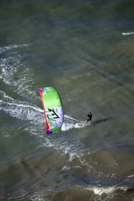 Framed Print : South America, Brazil, Ceara, Aerial view of a kite surfer on the Atlantic coast of Framed Print : South America, Brazil, Ceara, Aerial view of a kite surfer on the Atlantic coast of