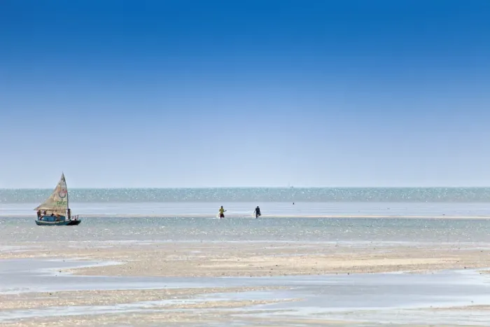 Framed Print : South America, Brazil, Ceara, Fortaleza, fishermen with nets and a jangada walking Framed Print : South America, Brazil, Ceara, Fortaleza, fishermen with nets and a jangada walking