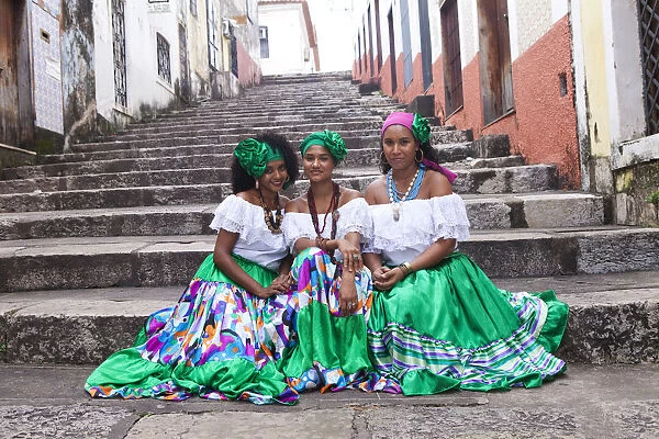 South America, Brazil, dancers from the Tambor de Crioula group Catarina Mina, in