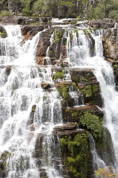 South America, Brazil, Goias, Chapada dos Veadeiros, the Cachoeira Almecegas waterfall