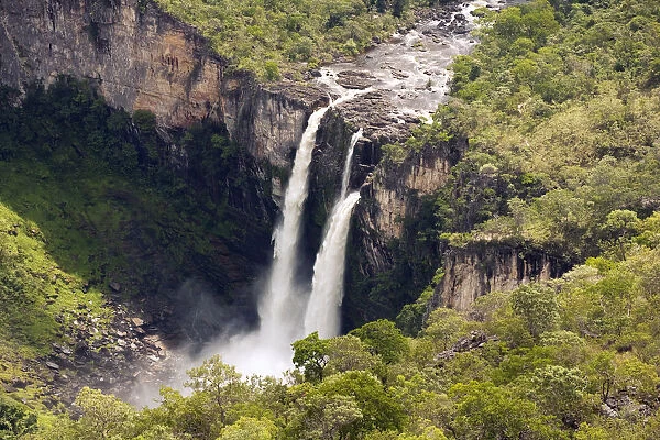 South America, Brazil, Goias, Chapada dos Veadeiros, the cachoeira do Rio Preto waterfalls