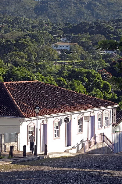 South America, Brazil, Goias, Pirenopolis, view of shops and Portuguese colonial houses