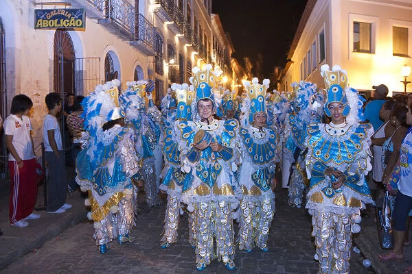 South America, Brazil, Maranhao, Sao Luis, dancers on Rua do Giz during the December